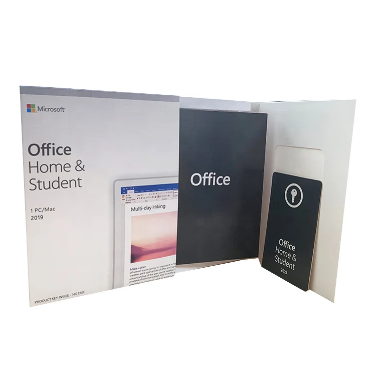 

Microsoft software office 2019 home and student key card English boxed retail products office 2019 key