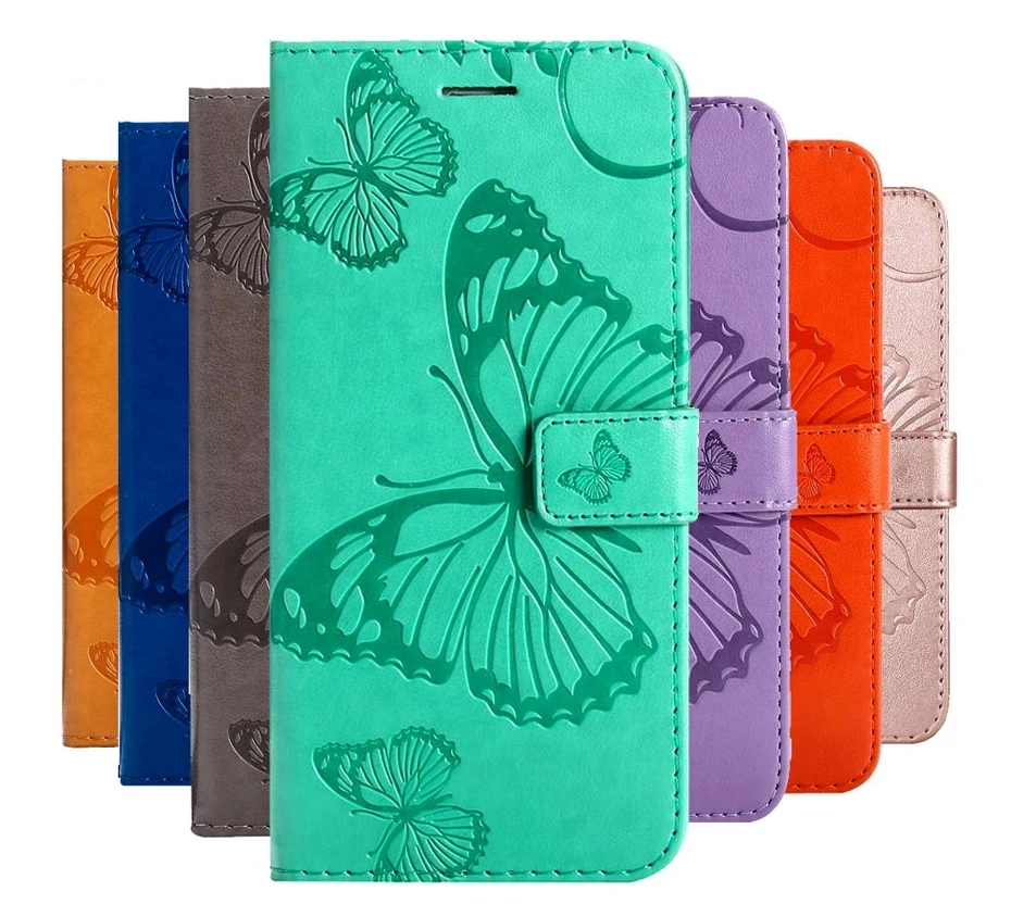 

Leather Wallet Case For Vivo X27 PRO iQOO 8 Pro S9E S10 Y53S V21e X60 Y52s X50E Y20 Butterflies Embossing Dirt-resistant Cover, 8 colors