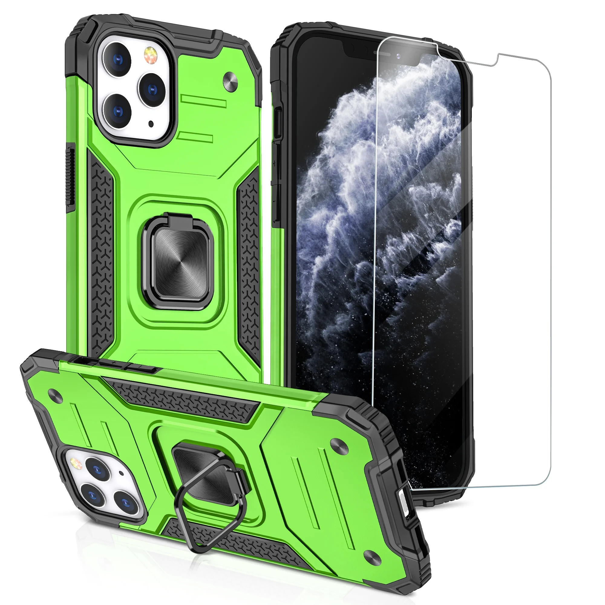 

With Screen Protector Full Protection Cell Phone Case For Iphone 11 Pro Tpu Pc Hybrid 12, 7 colors