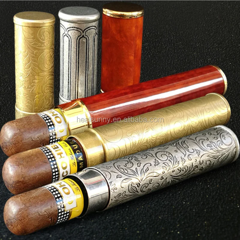 

Single Pack steel metal luxury cigar tube, Gold,silver,red