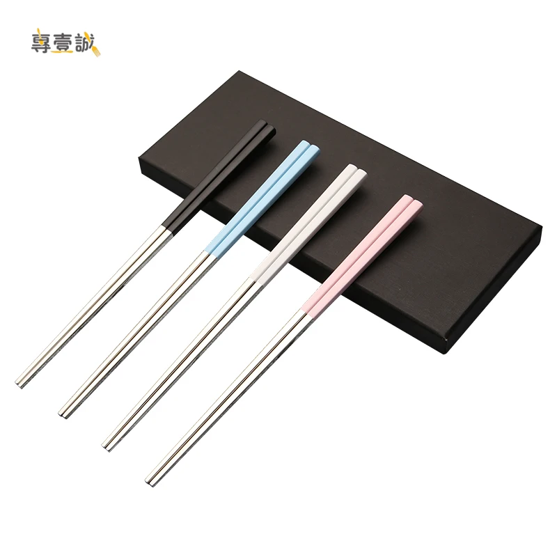 

Colorful Handle Korean Custom Chopsticks Reusable Stainless Steel Metal Titanium Chopsticks for Sushi Wedding Gift Souvenirs