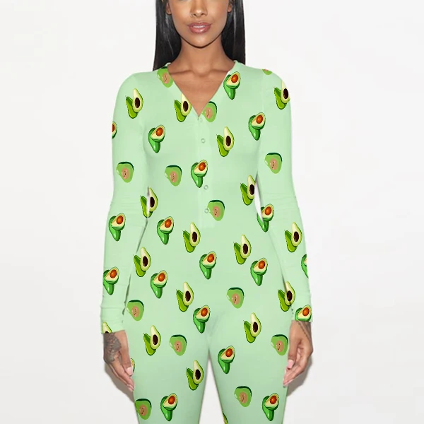 Wholesale Custom Butt Flap Bodycon Stretchy Onesie Pajama Adult Long Sleeve Sexy Rompers Adult Woman Christmas Onesie Pajamas