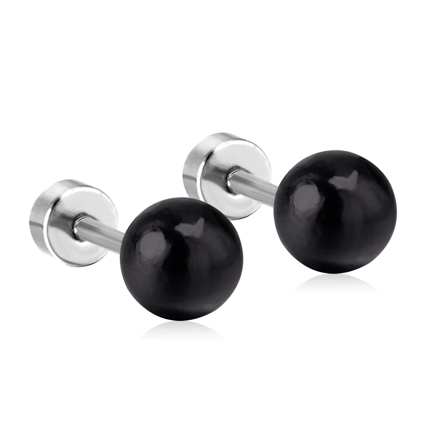 Surgical Earring Kids Jewelry Type Medical Stainless Steel Black Pearl 48mm Children Screw Plug