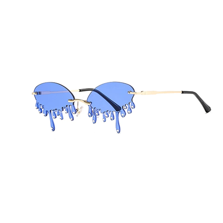 

Fashion Exaggerated Tears Rhinestone Colorful Ocean Tears Luxury shades Sunglasses Rimless Sunglasses women