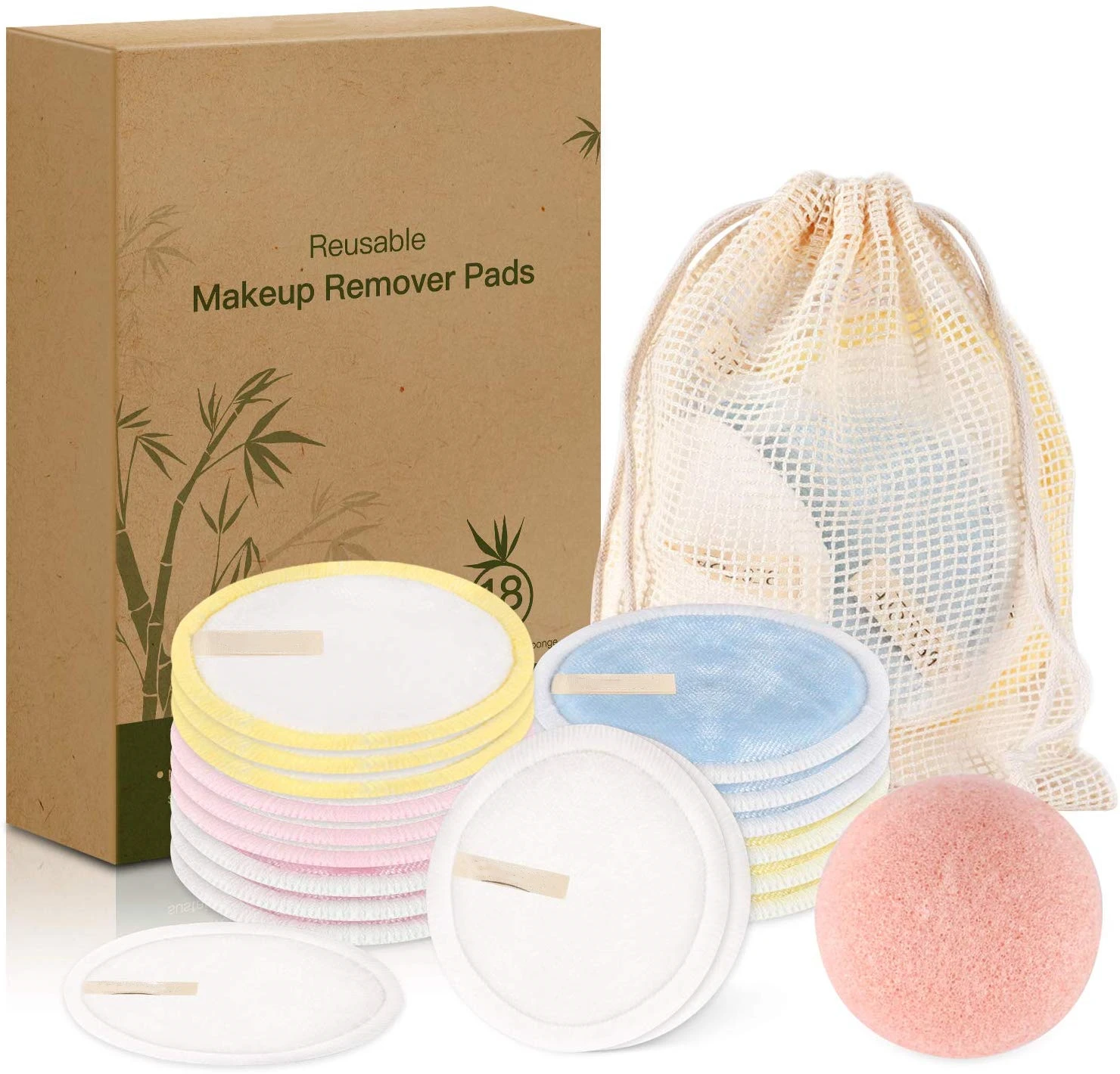 Premium Reusable Makeup Remover Pads With Organic Bamboo Cotton Face