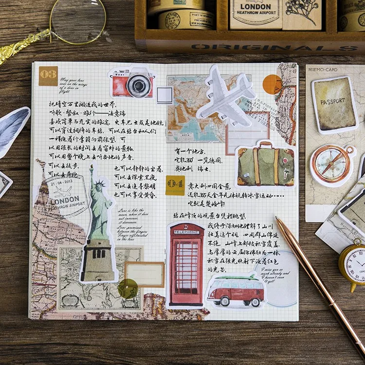 

Lovely Old Time Travel Sticky Notes Cute Memo Paper Pad School Supplies Student Stationery Message Label Party Gift