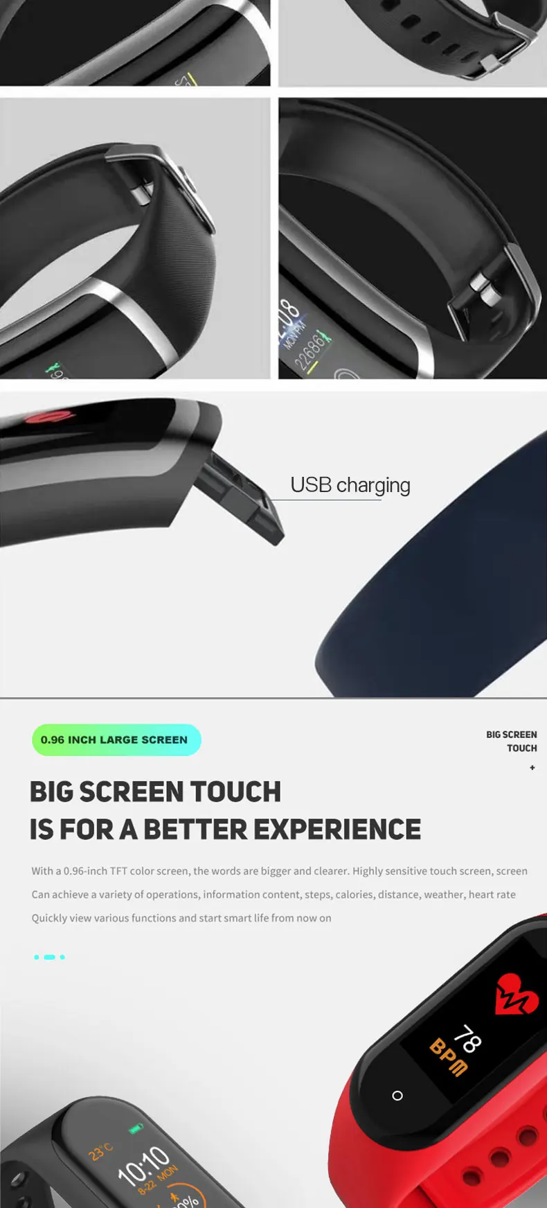 Smart Watch Waterproof Latest 2019 Shenzhen Ladies Sport Fitness Bracelet Wristband Bluetooth Slim Electronic Mens Smart Watch 