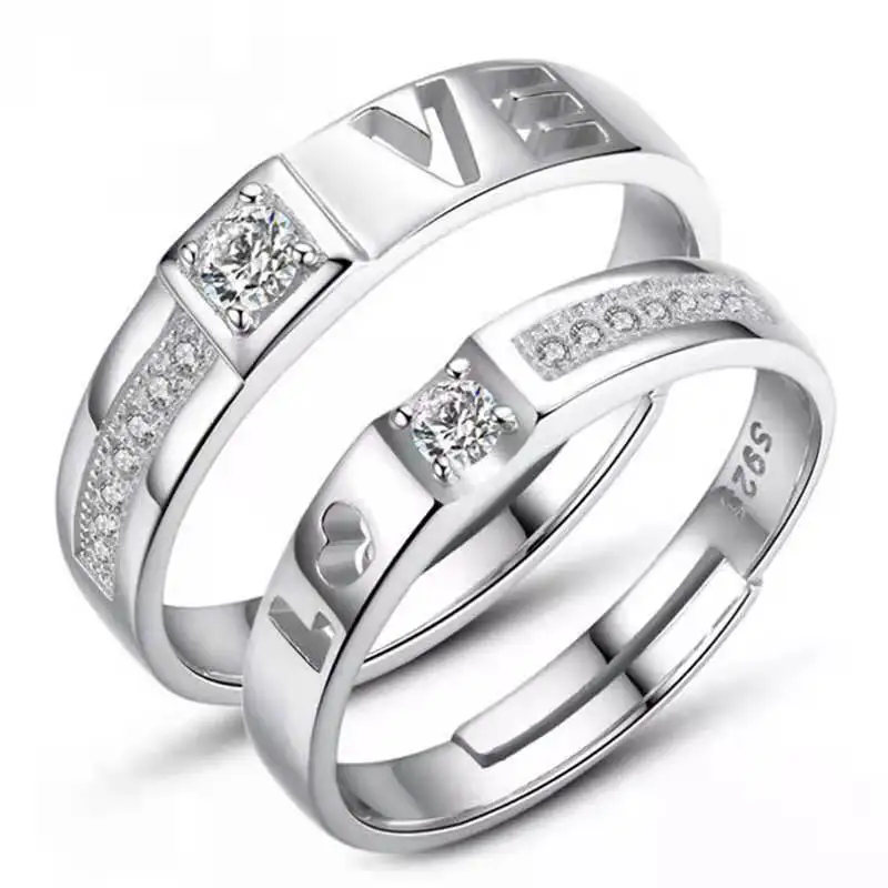 

Wholesale  white copper plated with true gold, couples jewelry love engagement rings, White k gold