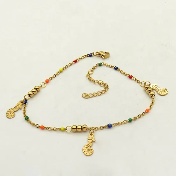 

Wholesale Colorful Bead Handmade Stainless Steel Jewelry Anklet