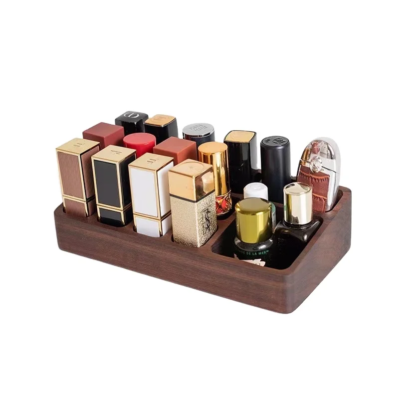 

Solid wood lipstick, makeup, eye shadow desktop storage box, wooden shelf