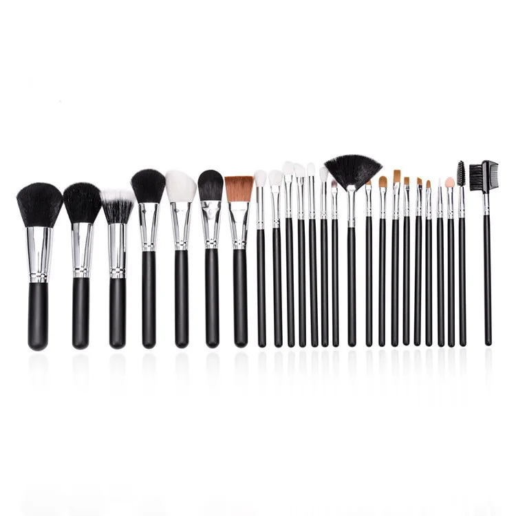 Melason High Quality 25pcs Custom Natural Synthetic Hair 25pcs Makeup Brush Set Belt Private label Makeup Kit Can Print Logo
