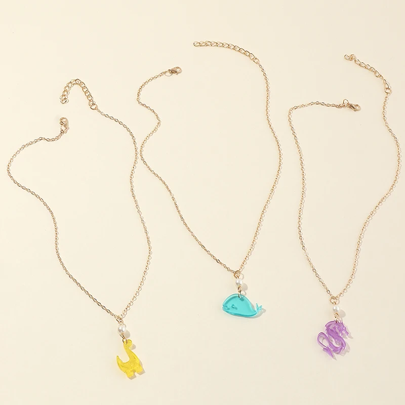

Simple Style Cute Pendant Animal Whale Dinosaur Dragon Colorful Necklace For Kids Jewelry Charms Choker