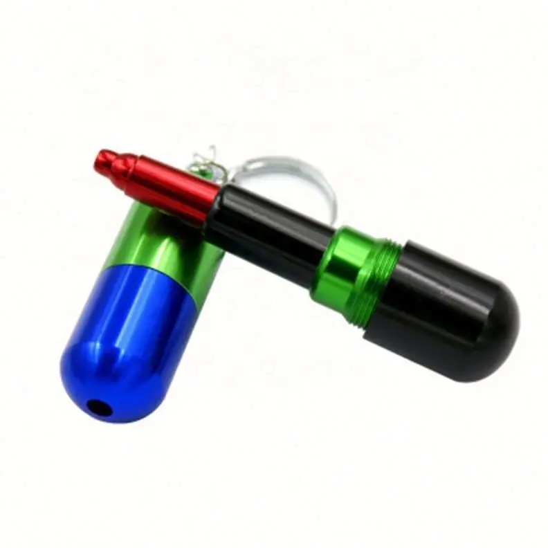 

Hot Sale Mixcolor Metal Keychain Portable Smoking Pipe Creative Capsule Mini Tobacco Accessories, Random