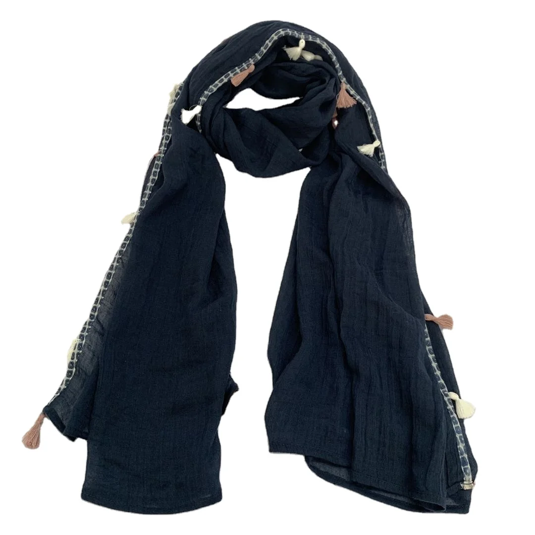 

Wholesale tassel cotton fashion women dubai muslim scarf, Customized color