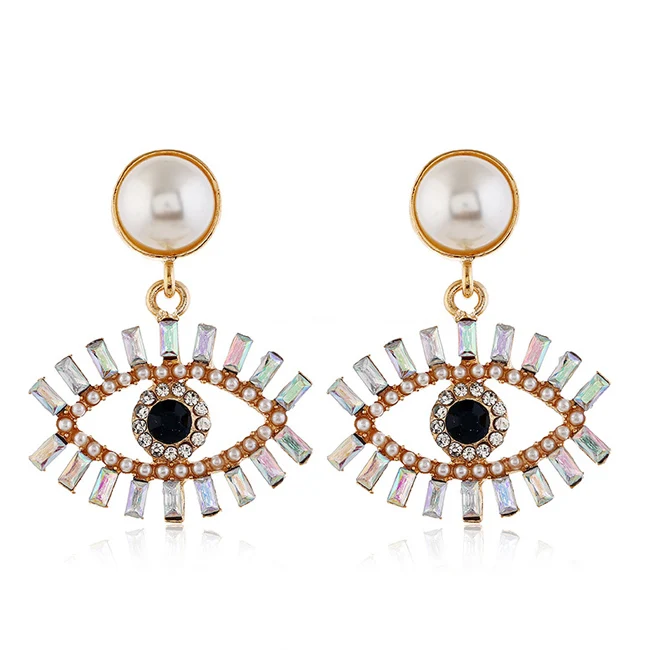 

2023 Wholesale Fashion Jewelry Design Colorized Eye Statement Earrings For Women