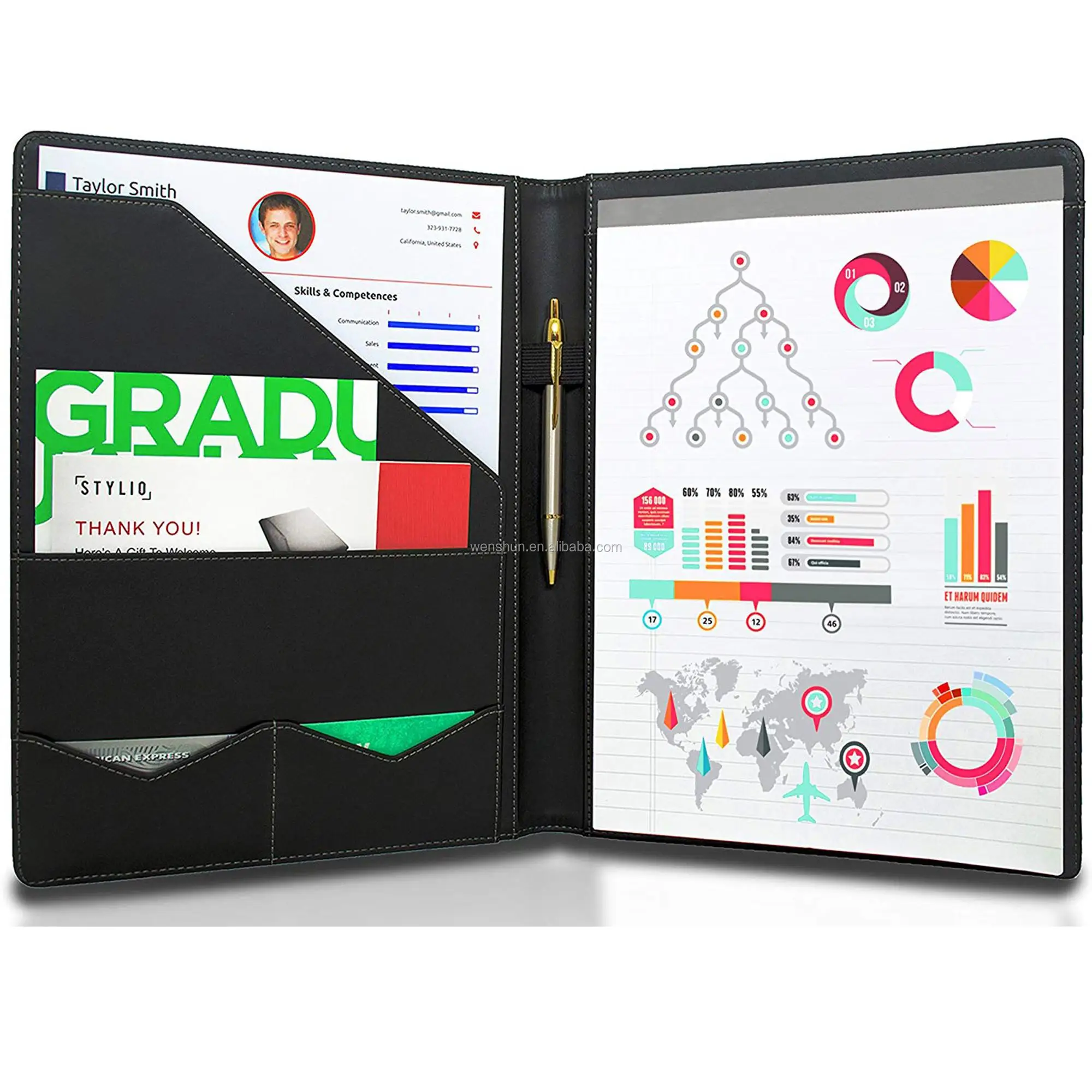 A4 Size Stylish Padfolio Custom Logo Faux Leather Padfolio Buy