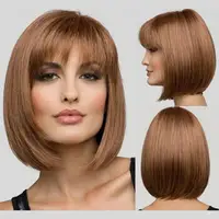 

Best Price Women Fashion Short Bob Human Hair Wig Mix Color Straight Wig