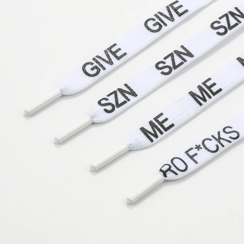 

White shoe lace shoelace printed for shoe shoelace accessories wholesale for sneakers Flat shoe rope Sneaker Laces, Customized color