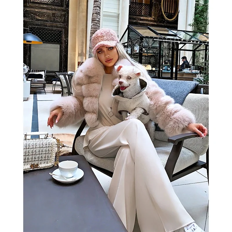 

DLL Factory direct wholesale short hooded furs coat ladies faux fur jackets solid color fur coats for woman trendy, As picture or customized make