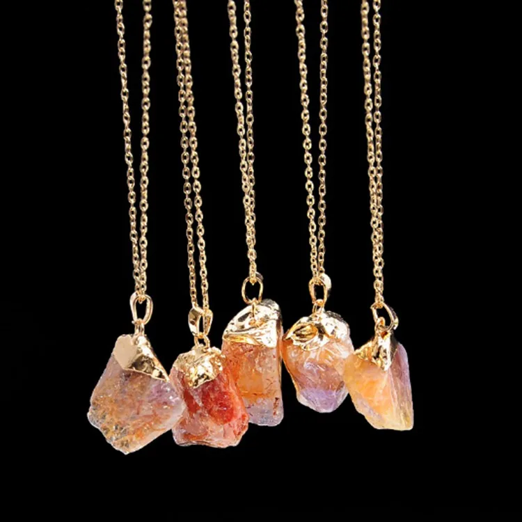 

Natural gemstone necklace boho jewelry diy fashion women's crystal healing stone necklace