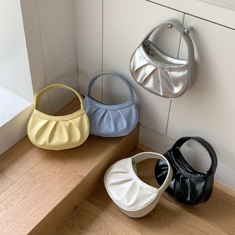 

New Design Candy Color Ladies Tote Bag Cute PU Leather Messenger Bag Detachable Shoulder Strap Custard Hand Bag For Women