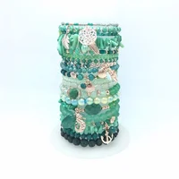 

Green Color Combination Bracelets bangles beads handmade from agate alloy natural stone glass crystal pendants charms shell