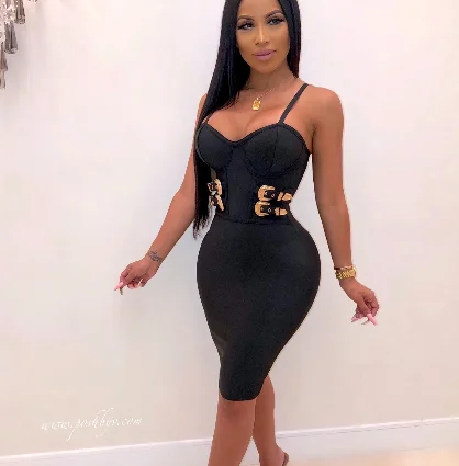 

White Slim Bodycon Dress Fashion Midi Long Dresses Bandage Tight Stretch Dresses