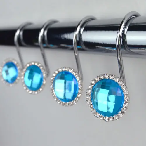 

Home Decor Bathroom Crystal Plastic Acrylic Shower Curtain Hooks Rings, Colorful