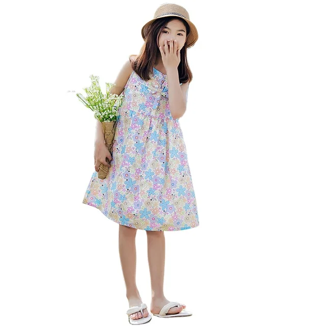 

Cotton girls dresses set kids clothing hot sale wholesale summer baby girls clothes set sweet flora style 1pcs set, As picture