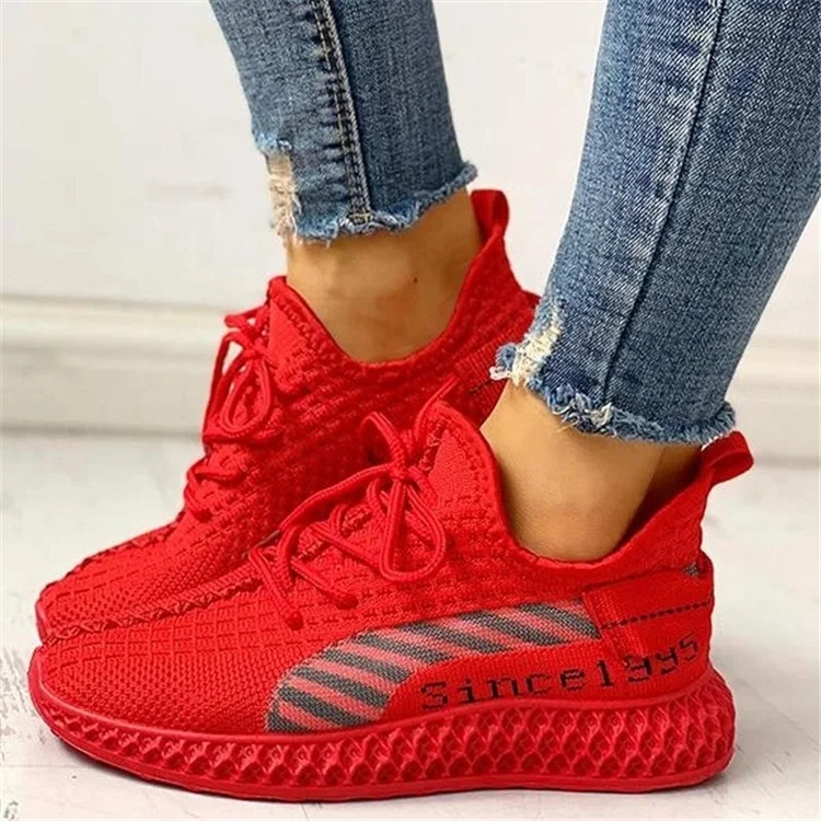 

2021 New Fashion Net Surface Breathable Lace-Up Casual Yeezy Sneakers Female Sports Walking Summer Teniss Shoes, Red,black,pink,white