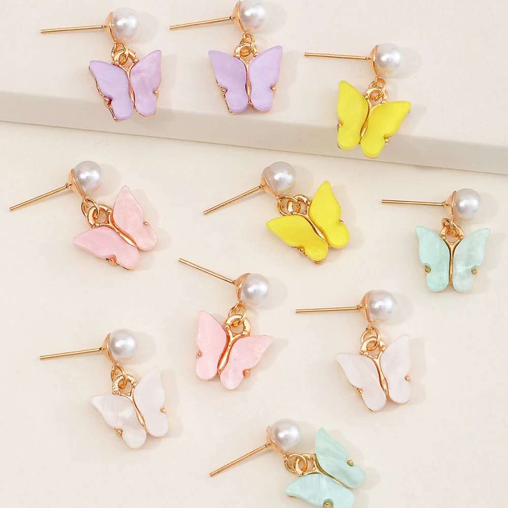 

5 pair/set Wholesale Fashion Colourful Butterfly Earing Charms Custom Earring Backing For Girls