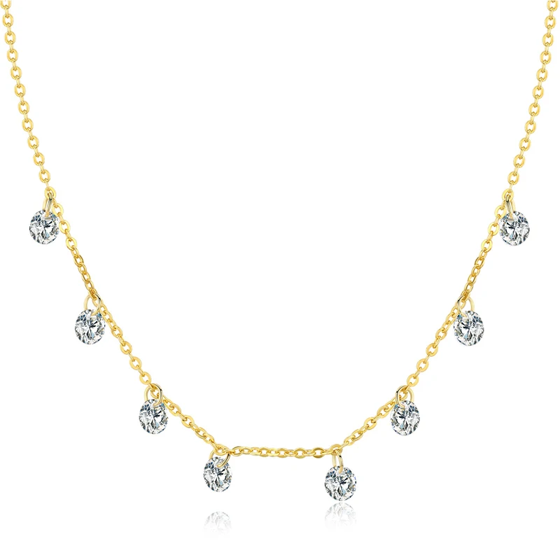 

Fashion Zircon Pendant 14K Yellow Gold Polished Gold Filled Jewelry Sterling Silver 925 Necklace for Ladies