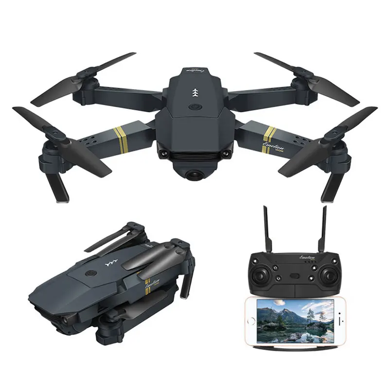 

WIFI FPV With Wide Angle HD 4K/1080P/720P/480P Camera Hight Hold Mode Foldable Arm RC Quadcopter E58 Drone, Black