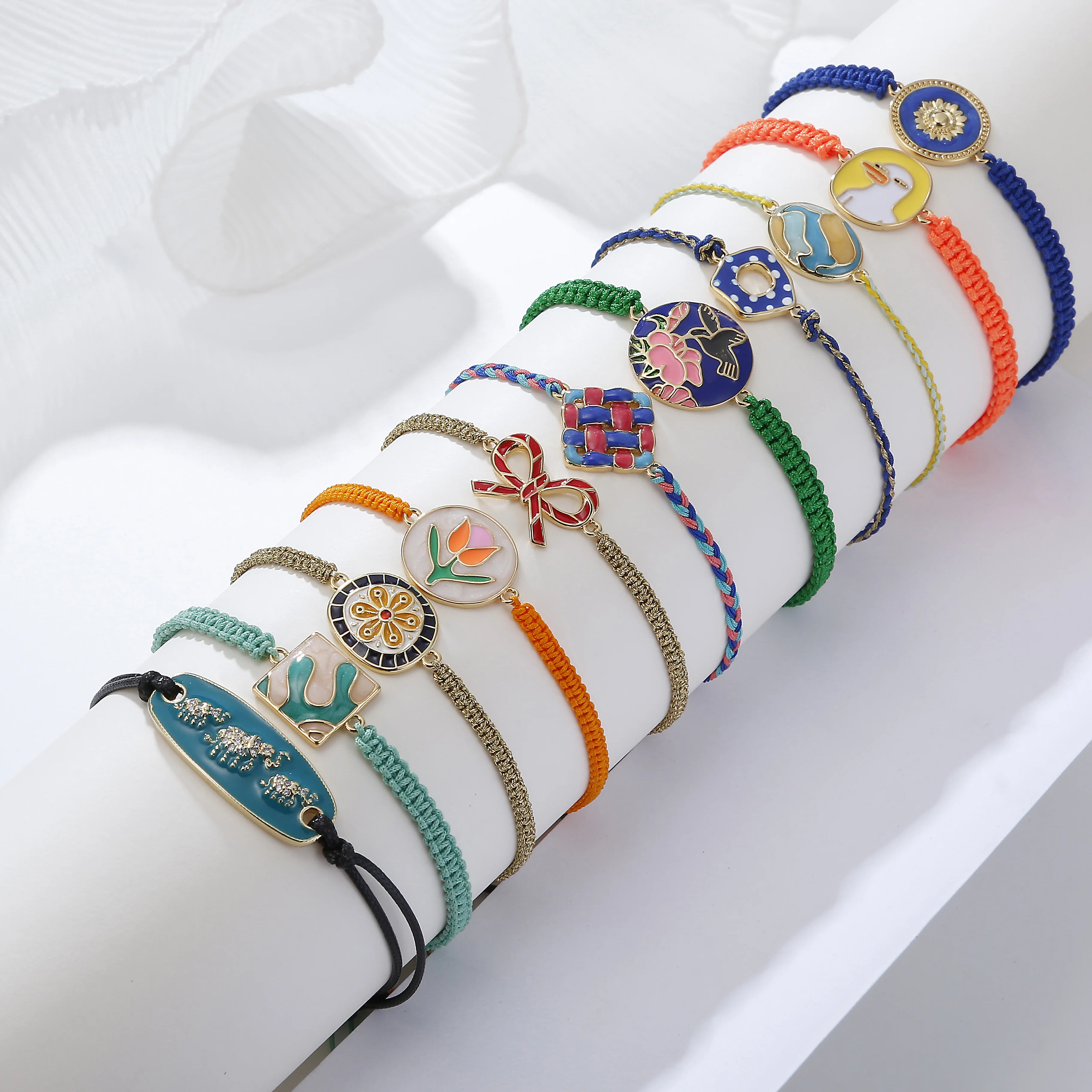 

Wholesale Fashion Custom Good Luck Friendship Multi Colors Elastic Woven Cotton String Bracelet  for Women, Picture