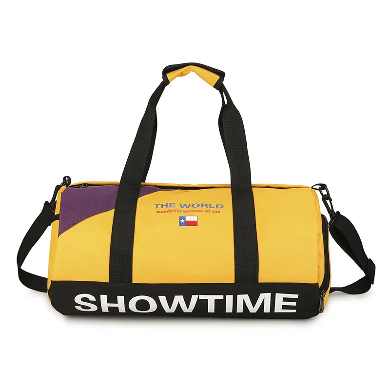 

Custom logo men's yellow travel bag waterproof portable sports gym bag with shoes compartment for women