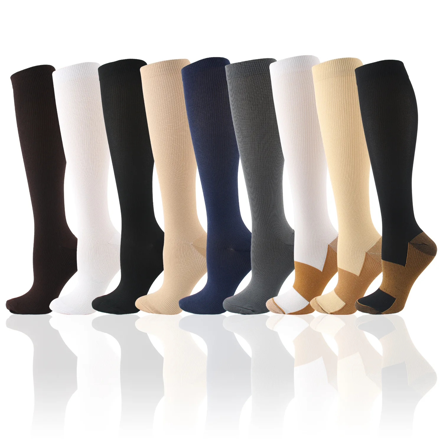 

Fast dispatch custom logo solid color long women compression socks 15-20 mmhg nurse compression socks stocking med, Custom color