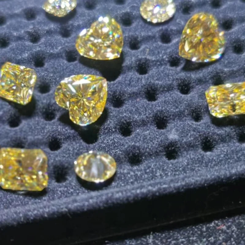 

Fancy Moissanite Golden Yellow Color Radiant Emerald Heart Marquise shape moissanite diamond for jewelry making