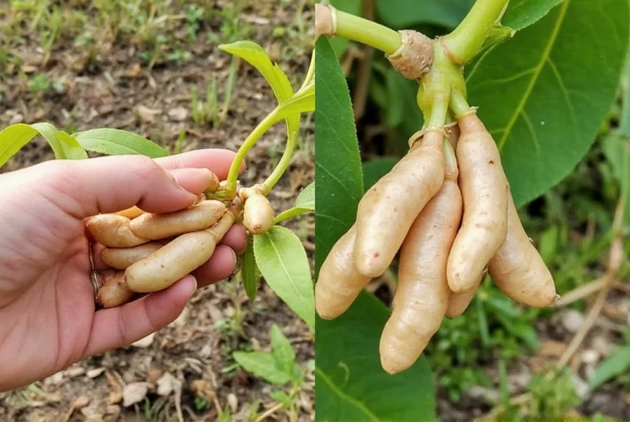 Mature ginger plant showing above-ground foliage and underground rhizome development