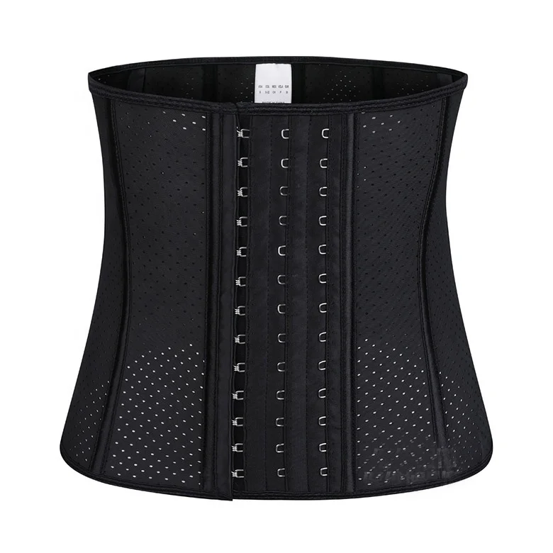 

Wholesale Womens Adjustable Breathable 25CM height 9 steel bones Women Latex Waist Trainer Cincher Shaper, Black, skin