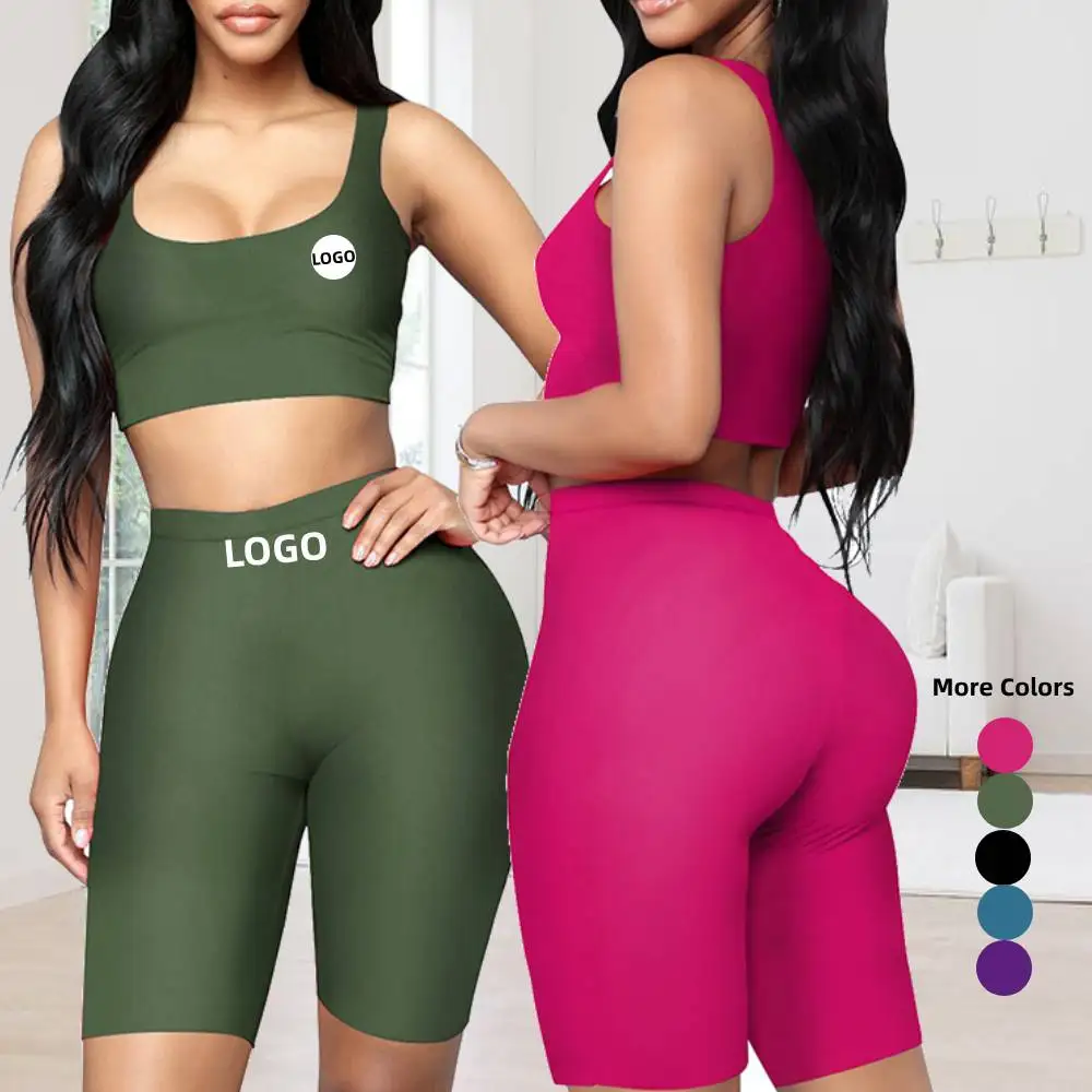 

Online Fashion Seamless Yoga Set Two Piece Short Sets Women Two Piece Seamless Activewear Set, As picture