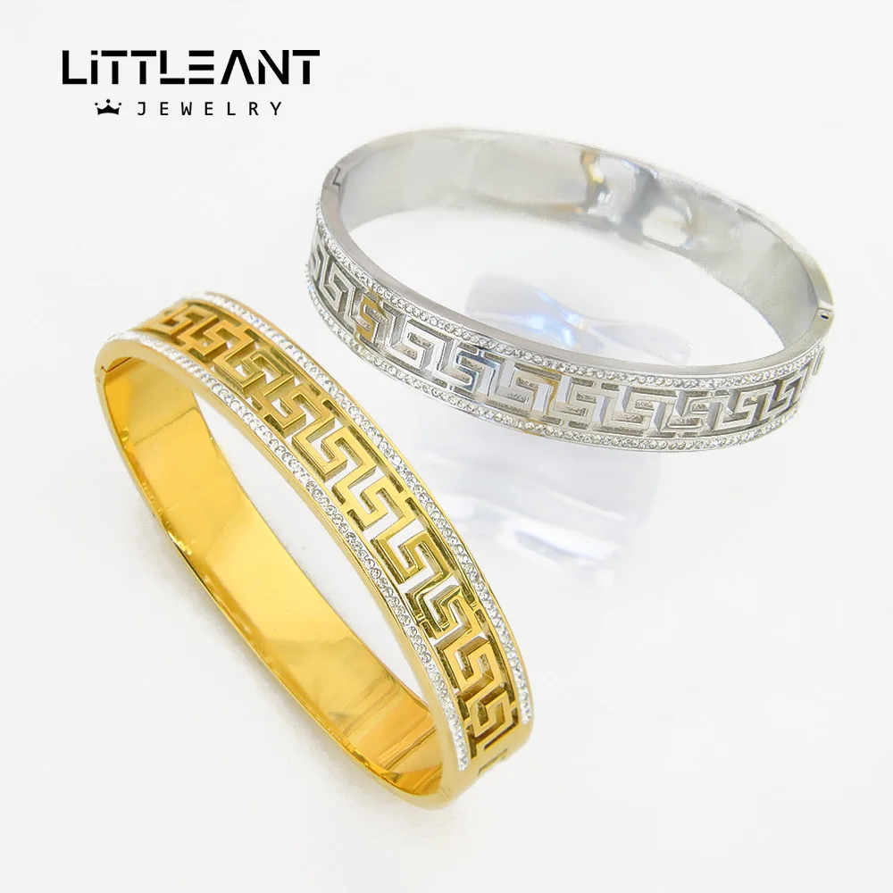 

Little Ant Jewelry Gold Plated Bangles 2023 Indian Cubic Zirconia Stainless Steel Bangle Bracelet