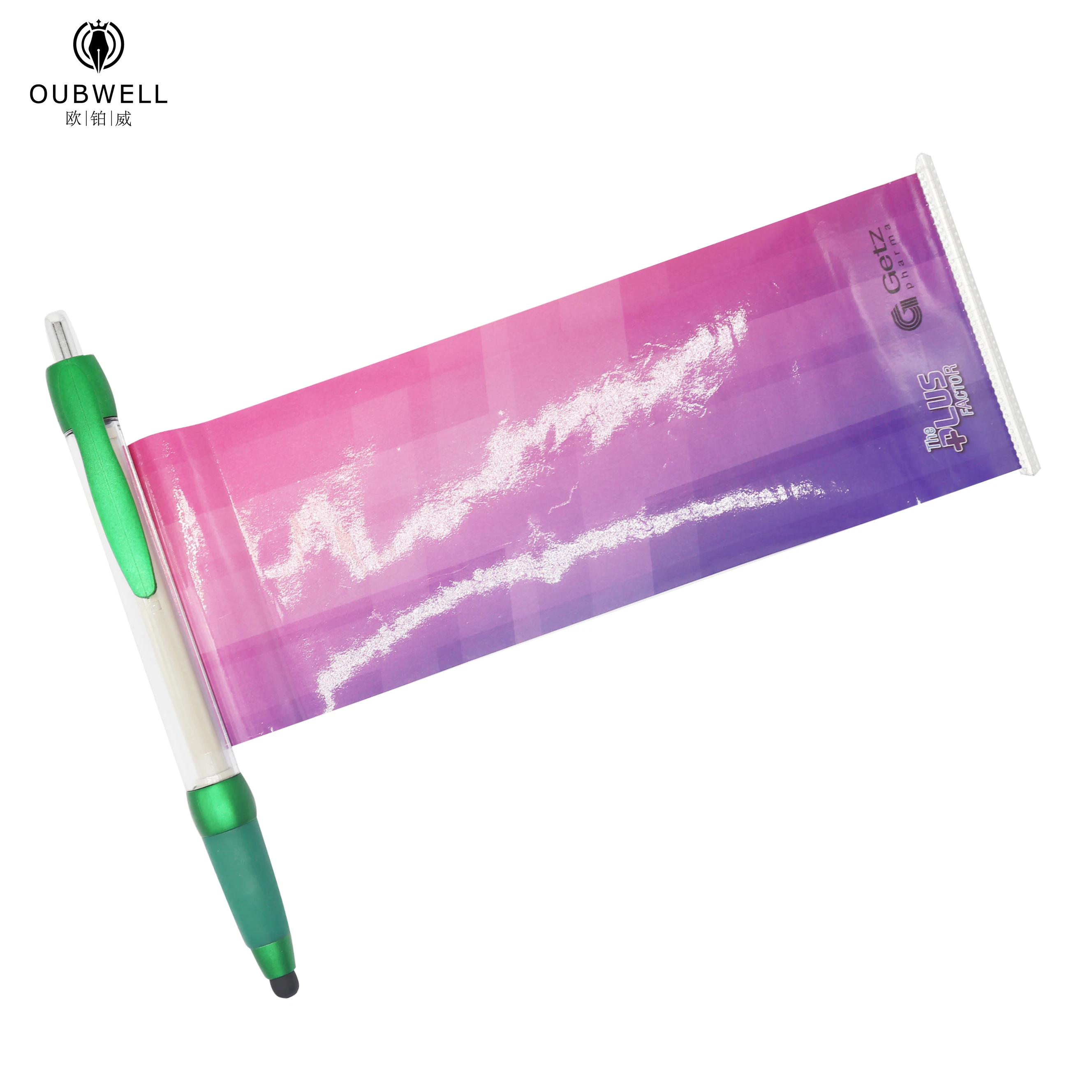 
advertising pen with paper inside tablet stylus pen banner pen pulling 