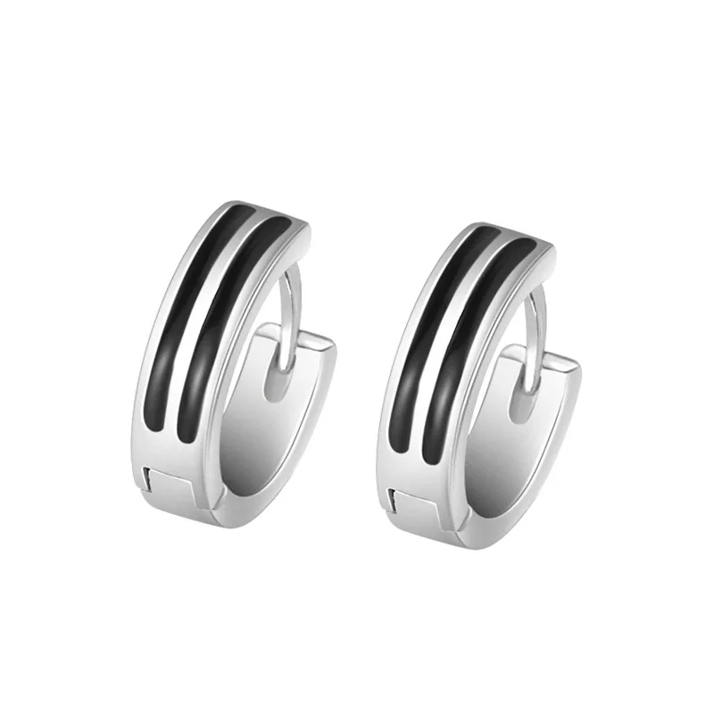 

Fashion small circle black line women's earrings Epoxy gold-plated simple design earrings, Black/oem