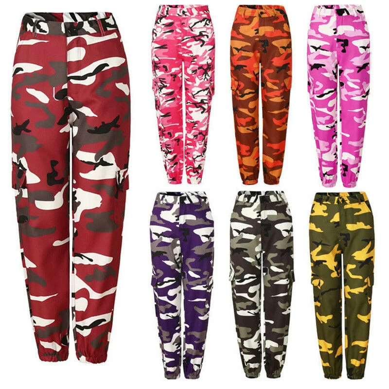 

2021 Military Army Combat Camouflage Long Pants Fashion Women Ladies Camo Cargo Pants