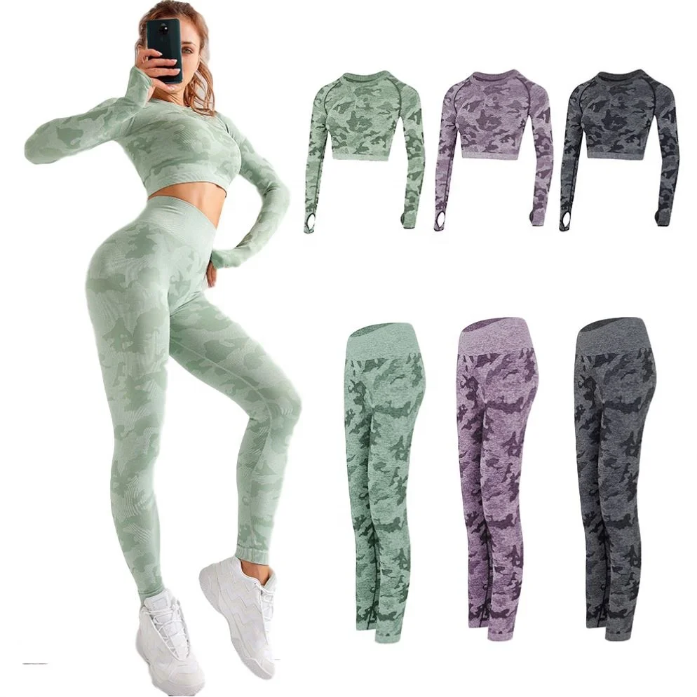 

Active Wear Yoga Set 2021 Gym Camouflage Seamless Workout For Women High Quality Leggings