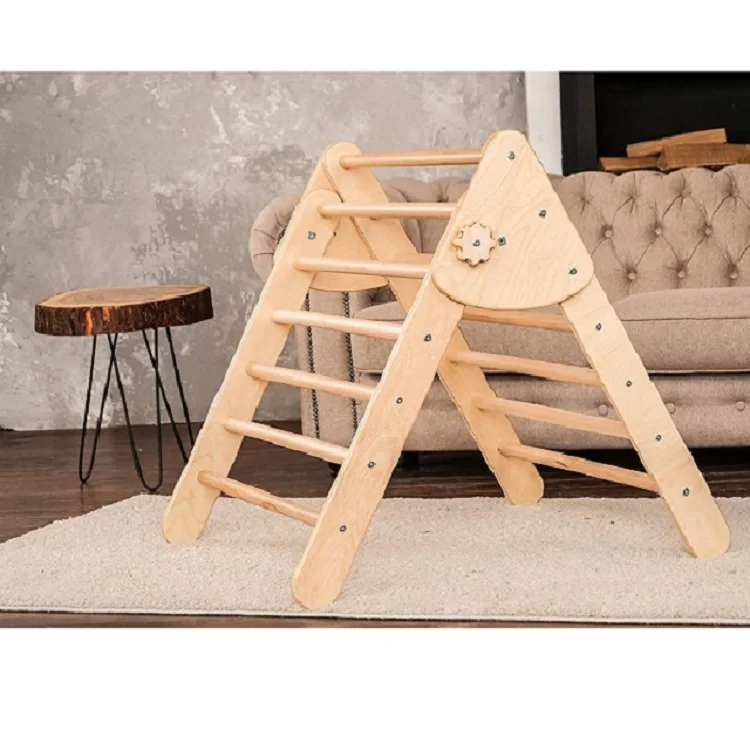 Wooden Pikler Triangle Climbing Frame For Kids Toddlers Rock With Ramp ...