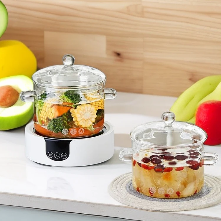High Borosilicate Large Capacity Glass Simmer Pot With Lid And Handle For Cooking And Boiling Delicious soup glass casserole set