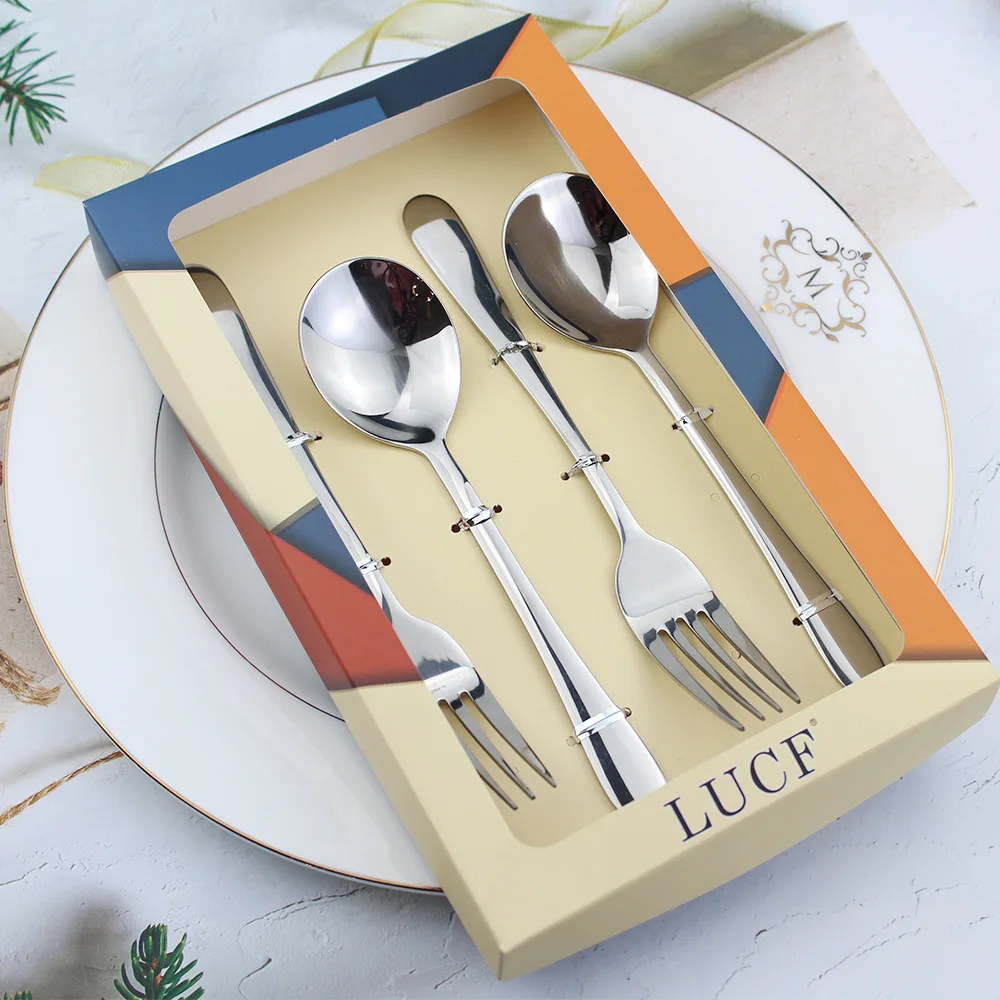 

304 Silver Stainless Steel Flatware Cutlery Set With Gift Box Package Cutlery Set Manufacturers Knife Fork And Spoon Teaspoon