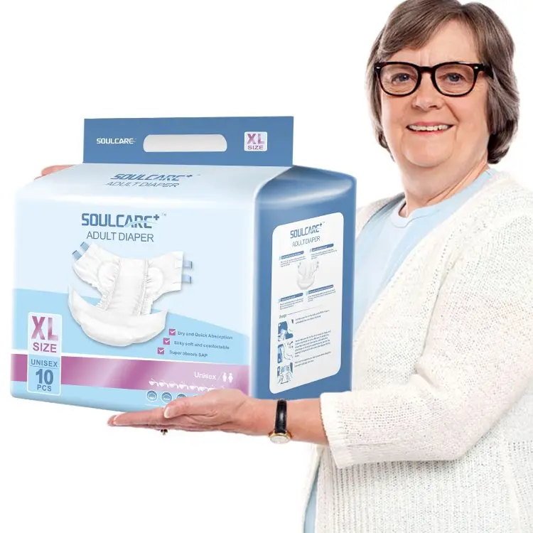 
Private Label Free Sample Elder Disposable Adult Sized Printed Diaper Nappy Bulk for Sale in Japanese Mexico 