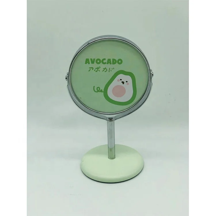 

2021 New Design Avocado Metal Standing Mirror Round Desktop Makeup Mirror, Green, pink, purple